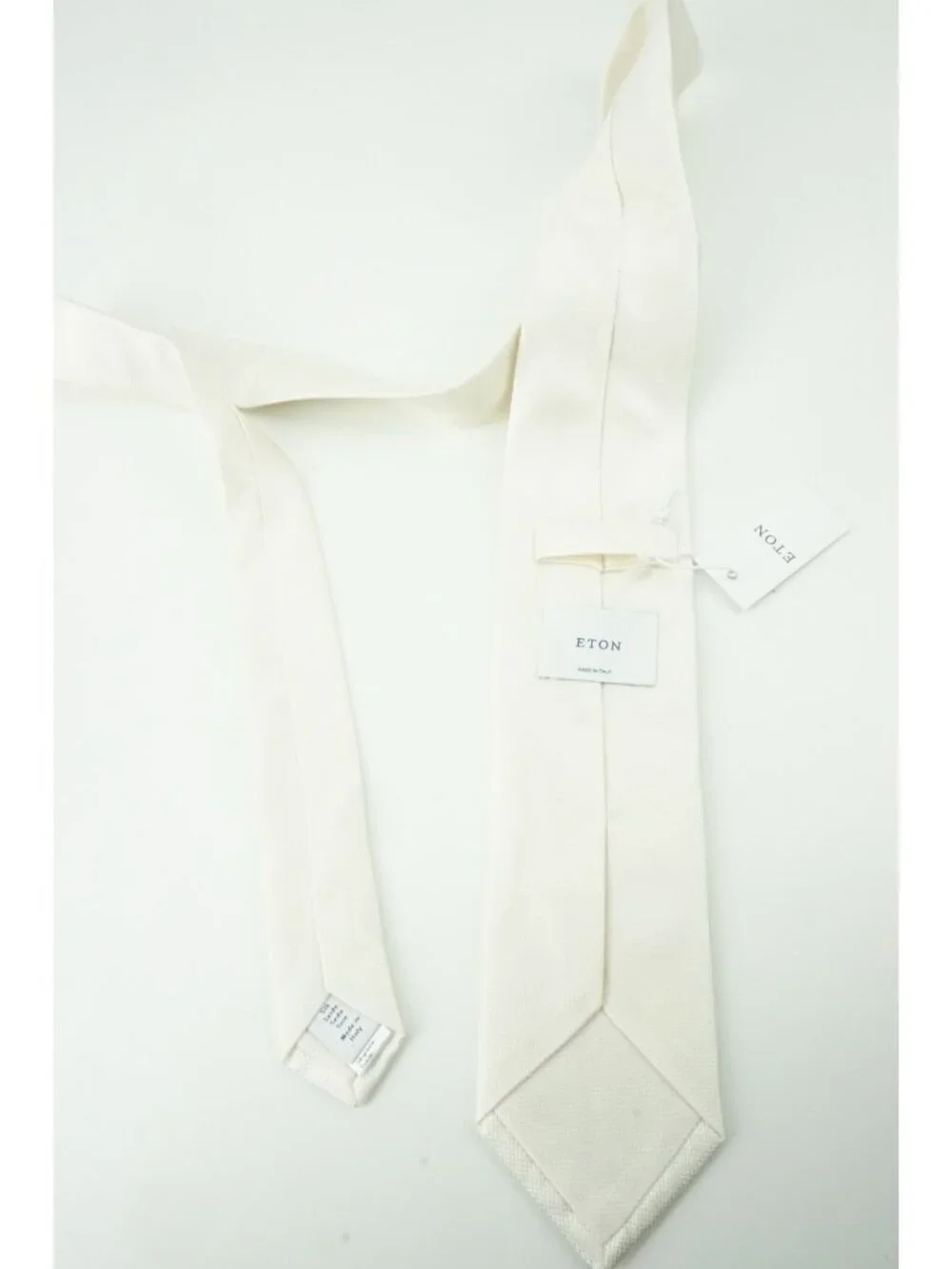 Eton Eggshell White Herringbone 100% Silk Tie Brand New With Tags